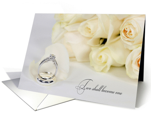 Wedding Congratulations for Cousin-rings on white rose petal card