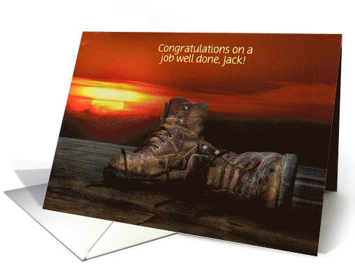 Retirement Boots on Wood Custom Name card (1288130)