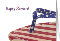 Happy Summer-patriotic flip-flop on white card