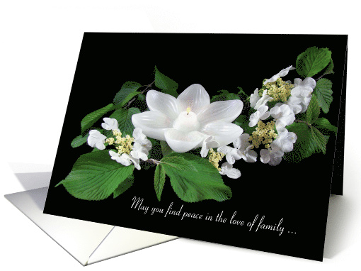 Loss of Sister white lotus candle in dogwood on black card (1302610)