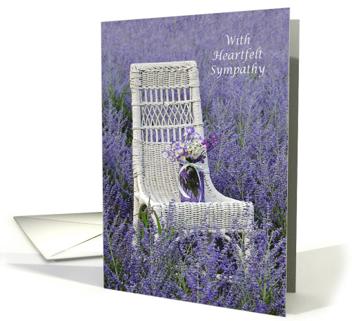 Sympathy mason jar with bouquet on a chair in Russian Sage card