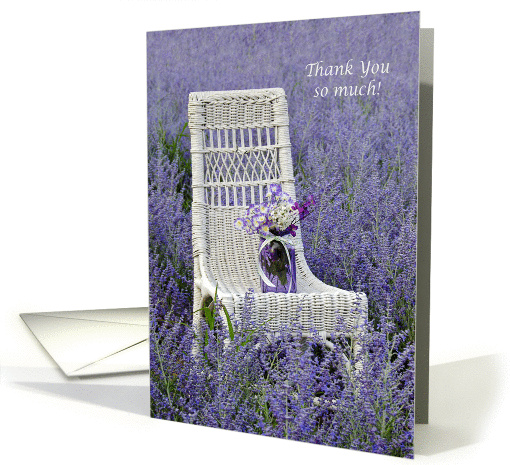 Thank You-mason jar with bouquet on a chair in Russian Sage card