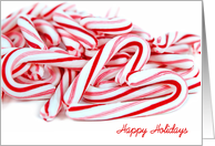 Happy Holidays-pile of candy canes with heart card