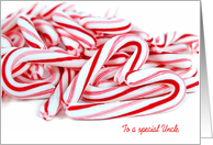 Uncle’s Christmas-pile of candy canes with heart card