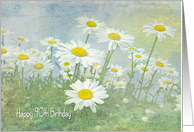 90th Birthday white daisies in field with soft texture card