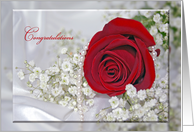 Niece and husband Wedding red rose with pearls and baby’s breath card