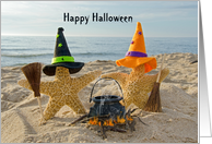 Halloween from Grandparents, Starfish On A Beach With Black Kettle card
