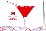 Christmas Name Specific cocktail with ornament hanging on candy cane card