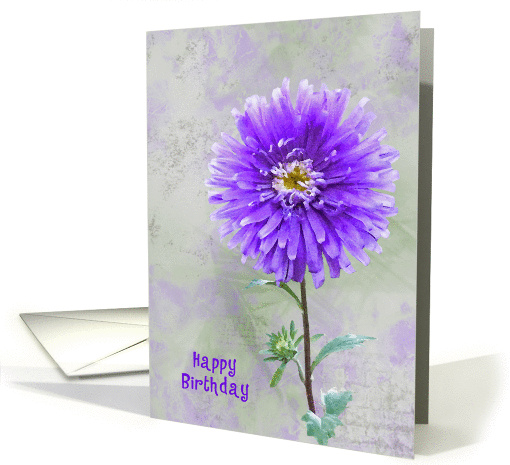 Birthday-purple dahlia with soft textured background card (1315722)