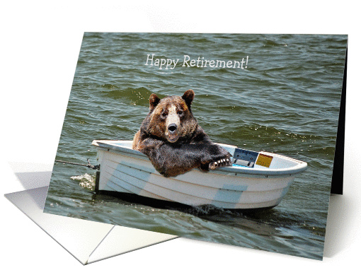 Retirement for Dad-smiling bear in dinghy card (1316524)