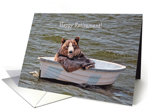 Retirement for Brother, Smiling Brown Bear in Row Boat card (1316534)