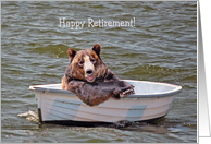 Retirement for Brother, Smiling Brown Bear in Row Boat card
