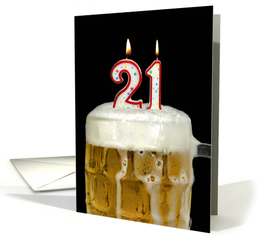 21st Birthday Party Candles in a Beer Mug card (1323104)