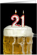 21st Birthday Party Candles in a Beer Mug card