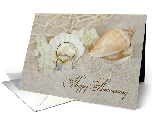anniversary congratulations-rings in seashell with... (1323338)