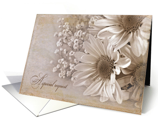 Walk me down the aisle request, daisy bouquet in sepia card (1326062)