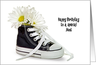 Aunt’s Birthday-daisy bouquet in a black and white sneaker card