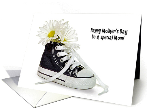 Mother's Day-daisy bouquet in a black and white sneaker card (1329398)