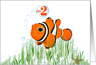 2nd Birthday for Nephew-clown fish with bubbles and starfish card