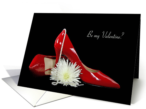 Valentine for husband, red pumps with pearls and flower card (1332894)