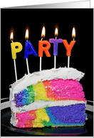 Birthday party invitation-rainbow party cake with candles card