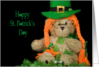 Grandparents St.Patrick’s Day-teddy bear with spectacles in shamrocks card