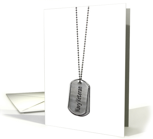 Navy Veteran thank you text on dog tags for Uncle on Veterans Day card
