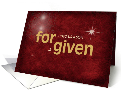 Christmas stars with religious verse on red textured background card