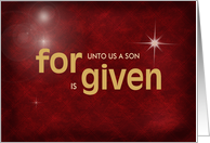 Pastor’s Christmas, Christian religious verse on red texture card