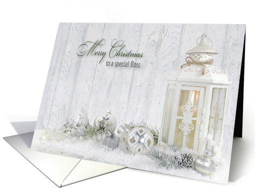 Boss's Christmas white candle lantern with holiday... (1337442)
