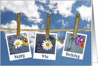 71st Birthday-daisy in jean pocket and butterfly photos card