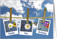 61st Birthday-daisy in jean pocket and butterfly photos card