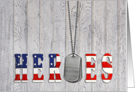 Veterans Day for Brother-dog tags with flag font for military heroes card