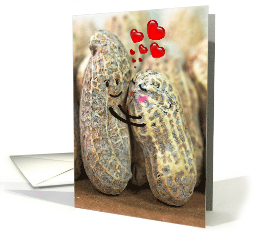 Anniversary Humor for Friend, Peanut Couple Hugging With... (1341848)