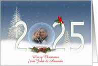 Christmas 2025 Snow Globe Photo Card with Snowflakes card