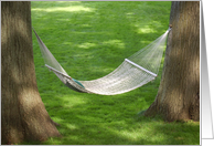 Hammock between twol large oak trees. card