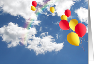 Happy Balloons in a sky with rainbow card