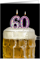 Polka Dot Candles for 60th Birthday in Beer Mug on Black card
