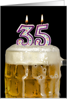 Polka Dot Candles for 35th Birthday in Beer Mug on Black card