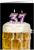 Polka Dot Candles for 37th Birthday in Beer Mug on Black card