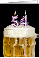 Polka Dot Candles for 54th Birthday in Beer Mug on Black card