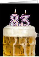 Polka Dot Candles for 83rd Birthday in Beer Mug on Black card