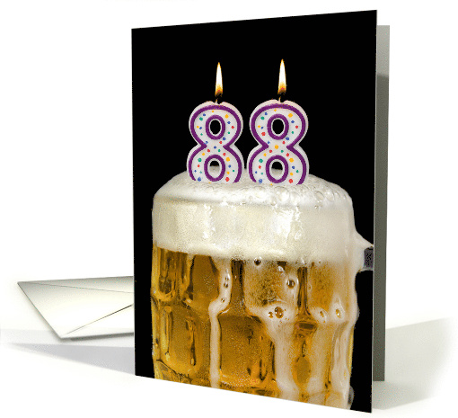 Polka Dot Candles for 88th Birthday in Beer Mug on Black card