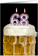 Polka Dot Candles for 68th Birthday in Beer Mug on Black card