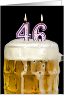 Polka Dot Candles for 46th Birthday in Beer Mug on Black card