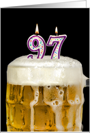Polka Dot Candles for 97th Birthday in Beer Mug on Black card
