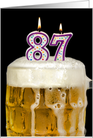 Polka Dot Candles for 87th Birthday in Beer Mug on Black card