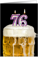 Polka Dot Candles for 76th Birthday in Beer Mug on Black card