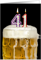 Polka Dot Candles for 41st Birthday in Beer Mug on Black card