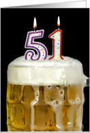 Polka Dot Candles for 51st Birthday in Beer Mug on Black card